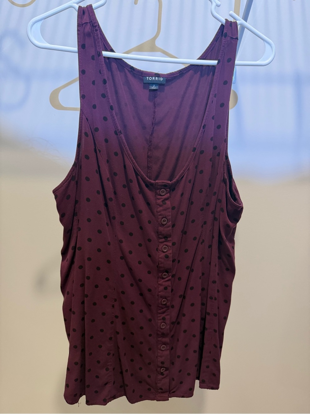 Torrid Burgundy Polka Dot Button-Front Tank